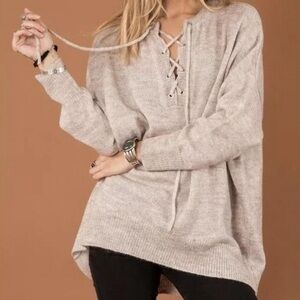 Anthropologie Women's white crow front lace wool blend sweater sz S